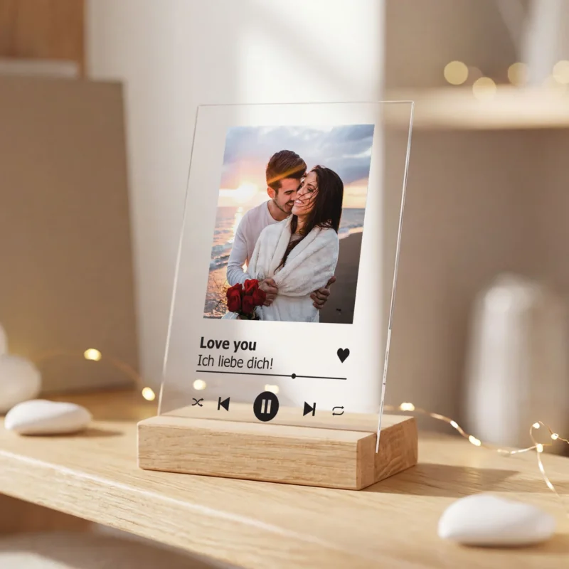 Personalisiertes Song Cover auf Acrylglas - Geschenk mit eigenem Foto im Musik Cover Design GRAVURZEILE