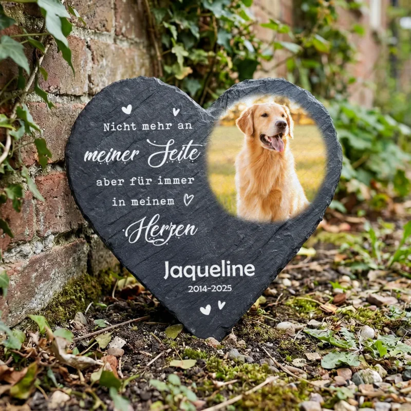 Bedrucktes Schieferherz - Tierfoto - Personalisiertes Geschenk GRAVURZEILE