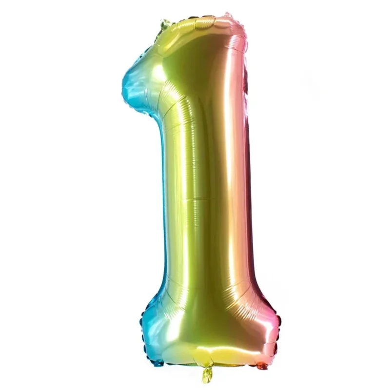 1 Jaar Cijfer Ballon Regenboog Leeg 85cm van VDV Benefit koop je bij Partywinkel