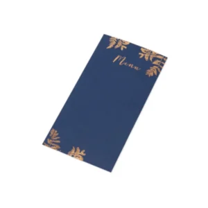 Menu fougères pour mariage bleu marine et cuivre
