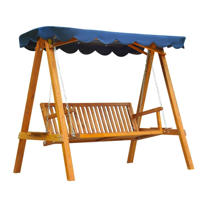 easycomfort dondolo da giardino 3 posti con baldacchino in legno 200x 130x 185cm