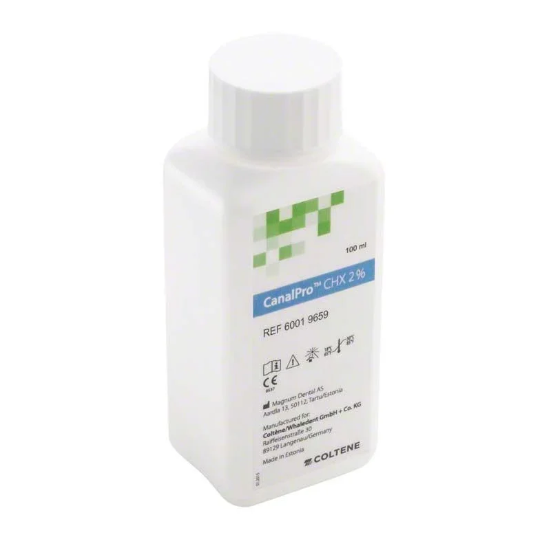 Kanalpro™ CHX 2% Flasche, 100ml, rechteckig, mit Etikett.