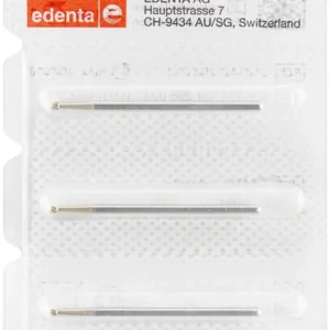 Verpackung mit drei Allport Knochenfräsern C141AC 023 HP von Edenta AG.