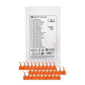 3M™ RelyX™ Universal Mikro-Mischkanülen in orange vor Verpackung.