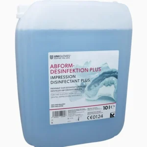 Abformdesinfektion PLUS Kanister 10L mit Etikett und Produktinformationen.