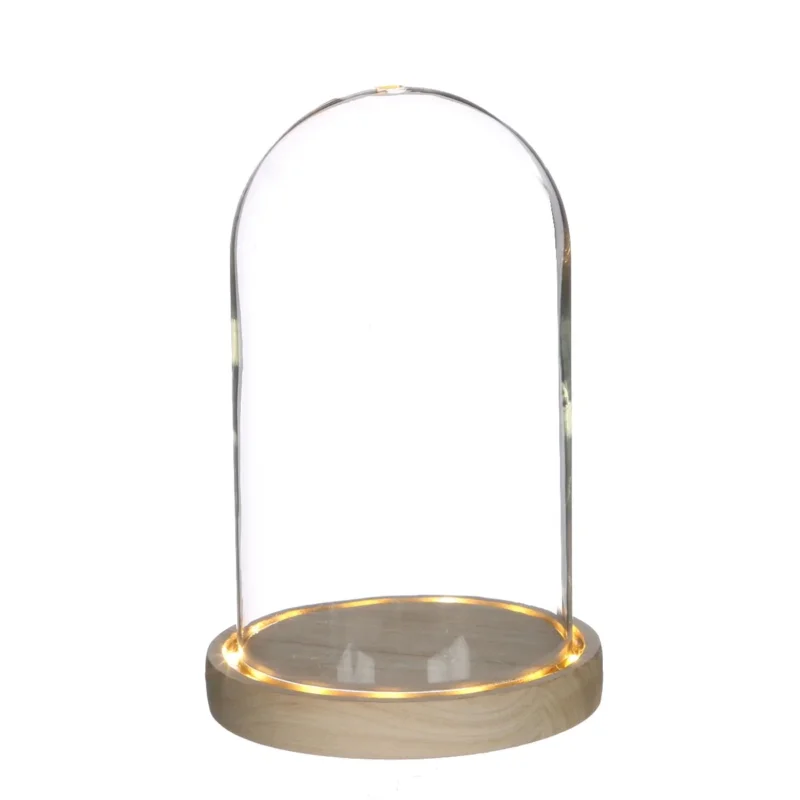 Glass LED stolp with wooden base Ø14cm (1 pcs.)