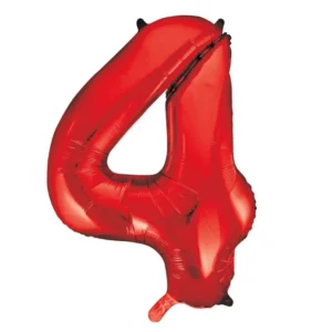 4 Jaar Cijfer Ballon Rood Leeg 86cm van Unique koop je bij Partywinkel