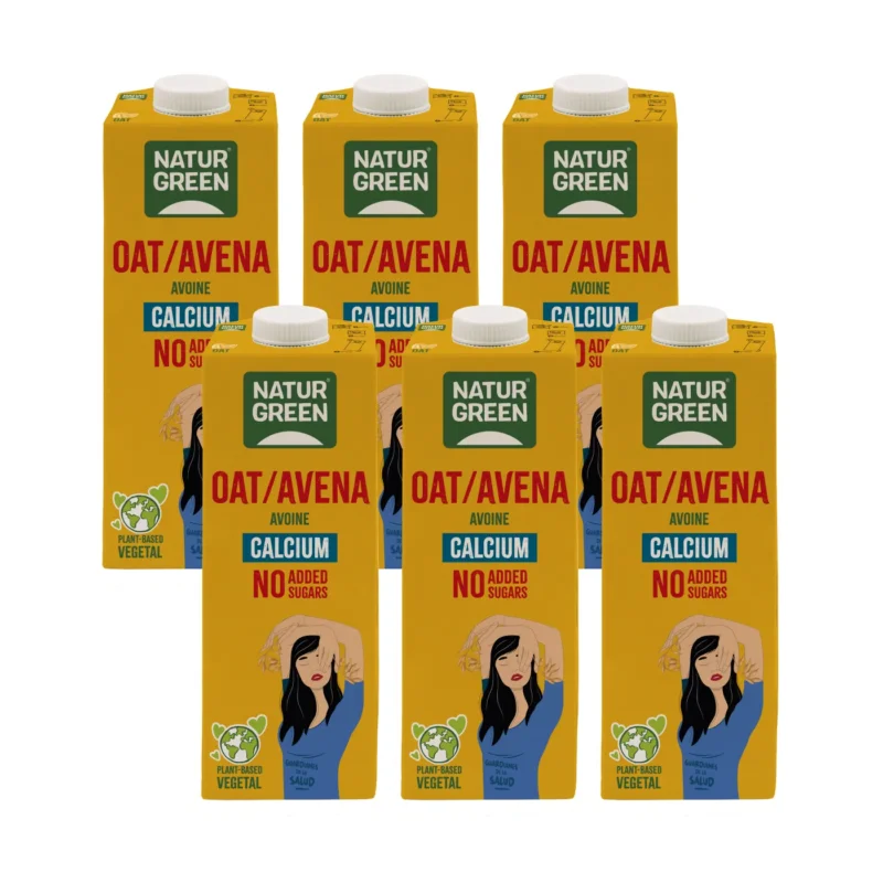 Pack 6 uds Bebida de Avena con Calcio sin azúcares añadidos Naturgreen 1 litro