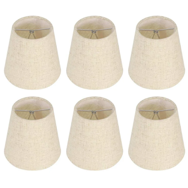 Lampenschirme für Tischlampen, Kronleuchterschirme im 6er-Set, Lampenschirm aus Stoff, kleine Lampenschirme zum Aufstecken von Glühbirnen für E14-Kronleuchterlampenschirm