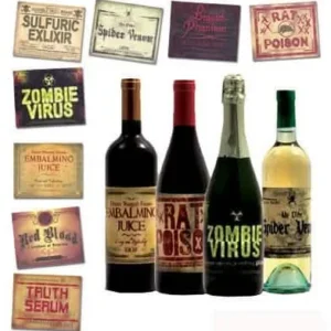 8 stickers pour bouteille Halloween pour décoration multicolores aux motifs horreur