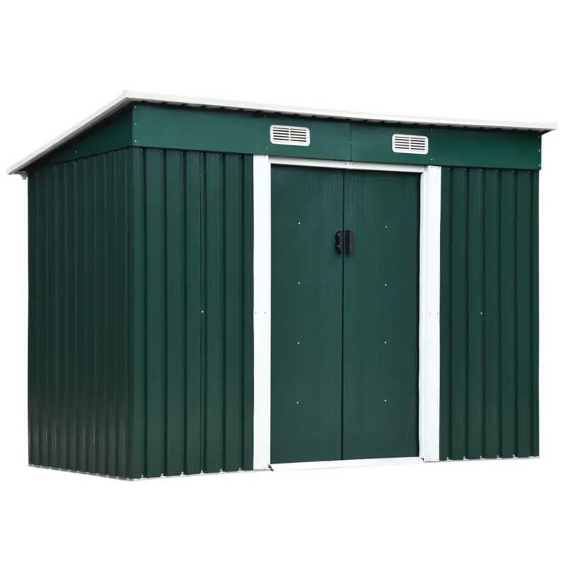 easycomfort easycomfort casetta porta attrezzi in acciaio capanno da giardino con 2 porte scorrevoli 261x133x182cm
