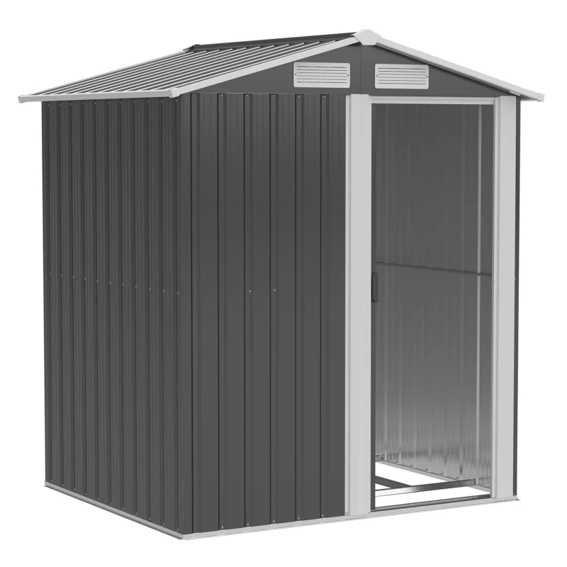 easycomfort casetta da giardino porta attrezzi in acciaio tetto inclinato e 4 prese d aria 152x132x188cm