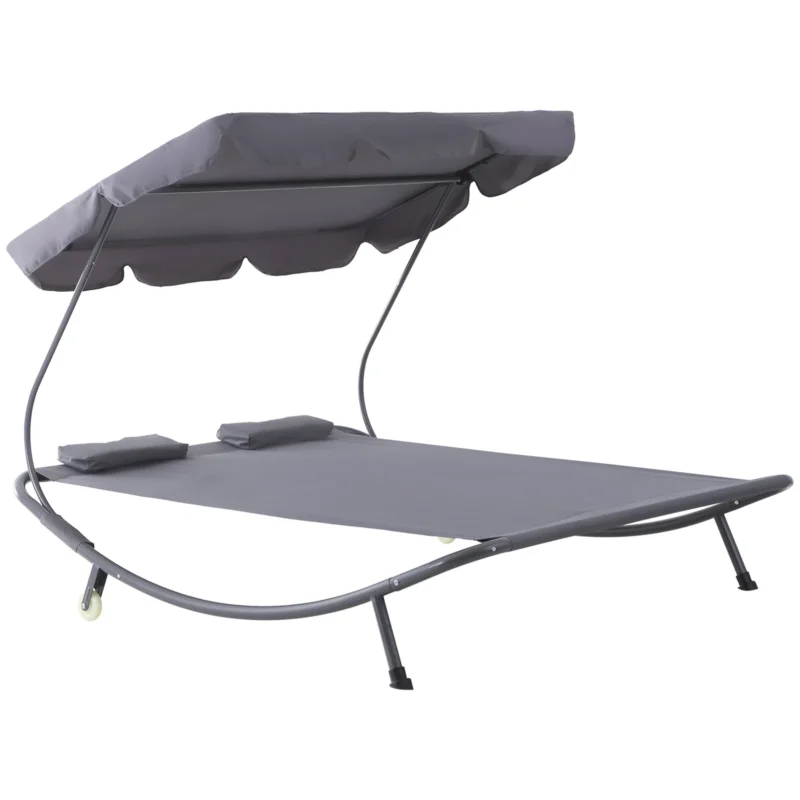 easycomfort easycomfort lettino sdraio prendisole matrimoniale con tettuccio regolabile grigio