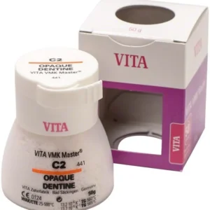 VMK Master Opaque Dentine C2 in weißer Verpackung mit violettem Akzent.