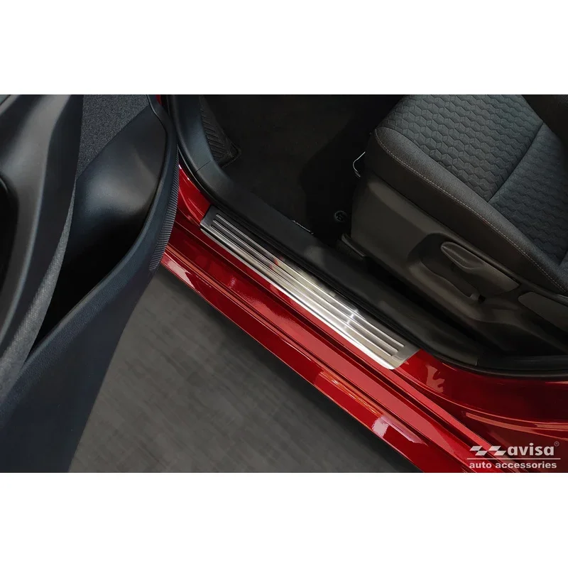 Avisa, Einstiegsleisten, Edelstahl, Passend für Toyota Yaris 2020- inkl. Facelift, 'Lines' – 4 Teile