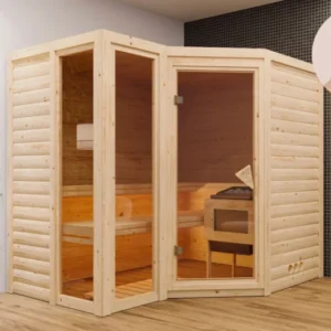 Karibu Design Sauna "Sauna Alisa" 4 Personen 9 kW Bio-Kombi Ofen + Steuergerät HUUM WIFI