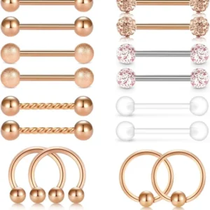 Nippel Piercing Set 14G Chirurgenstahl Opal Diamant Schmuck