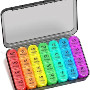Tablettenbox 7 Tage Betife BPA frei 4 Fächer Schwarz