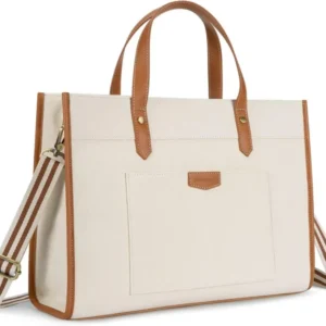 Laptoptasche 15,6 Zoll Damen Business Canvas Braun Beige