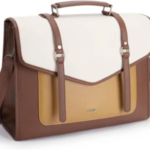 Laptoptasche Damen 15,6 Zoll PU Leder Dokumententasche braun