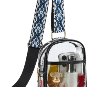 Durchsichtige Bauchtasche Damen Transparente Umhängetasche Schwarz