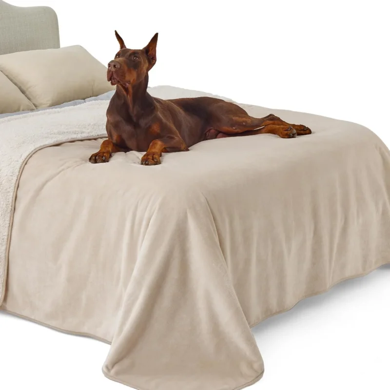 Wasserdichte Hundedecke XXXXL cremefarben, Sherpa & Flanell