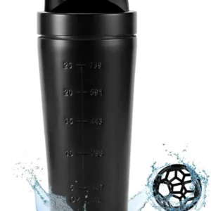 Protein Shaker Edelstahl Schwarz 750ML BPA-frei auslaufsicher