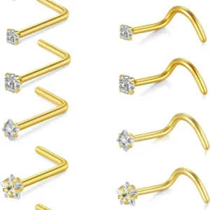 Nasenpiercing Chirurgenstahl Zirconia Strassstein Gold Silber
