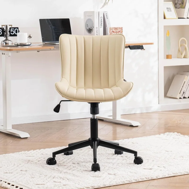 Ergonomischer Bürostuhl PU-Leder Rollen Höhenverstellbar Wippfunktion