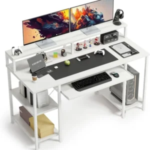 Schreibtisch mit Tastaturablage und Monitorständer