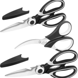 Küchenschere Set 3-teilig Edelstahl schwarz Fleisch Geflügel