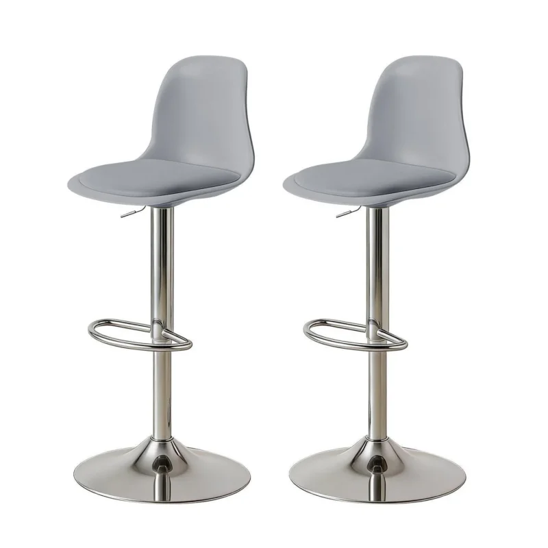 Modernes Barhocker-Set (2x Grau) – Höhenverstellbar & Drehbar