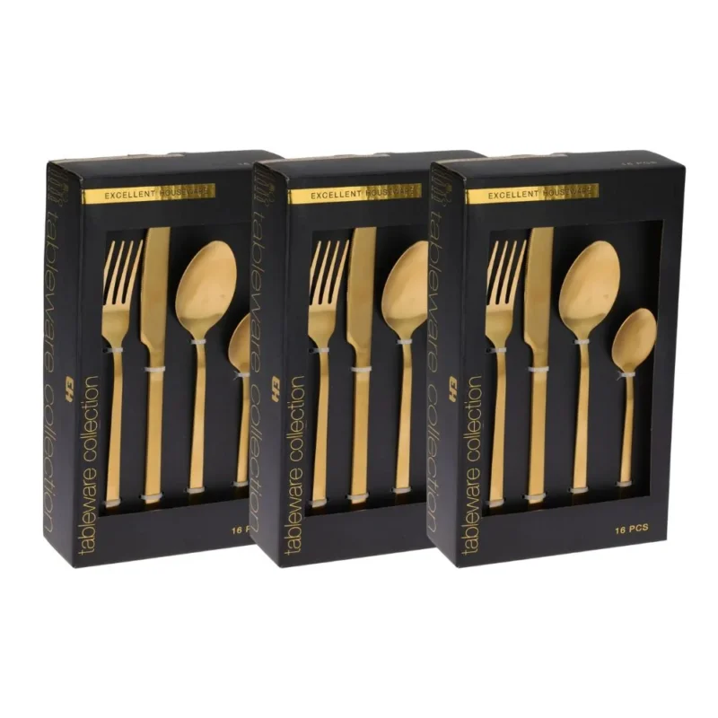 48-teiliges Besteckset – Edelstahl mit matter Goldbeschichtung