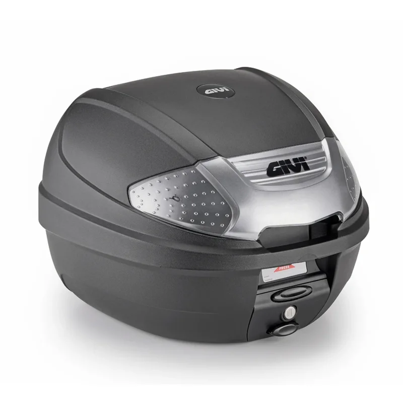 E300 - Monolock Topcase, 30 L., schwarz – Reflektor mit Silberlackierung , m. Platte