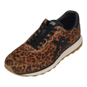 FITFLOP Damen Sneakers RETRO-Q FF SUEDE LEO tan black