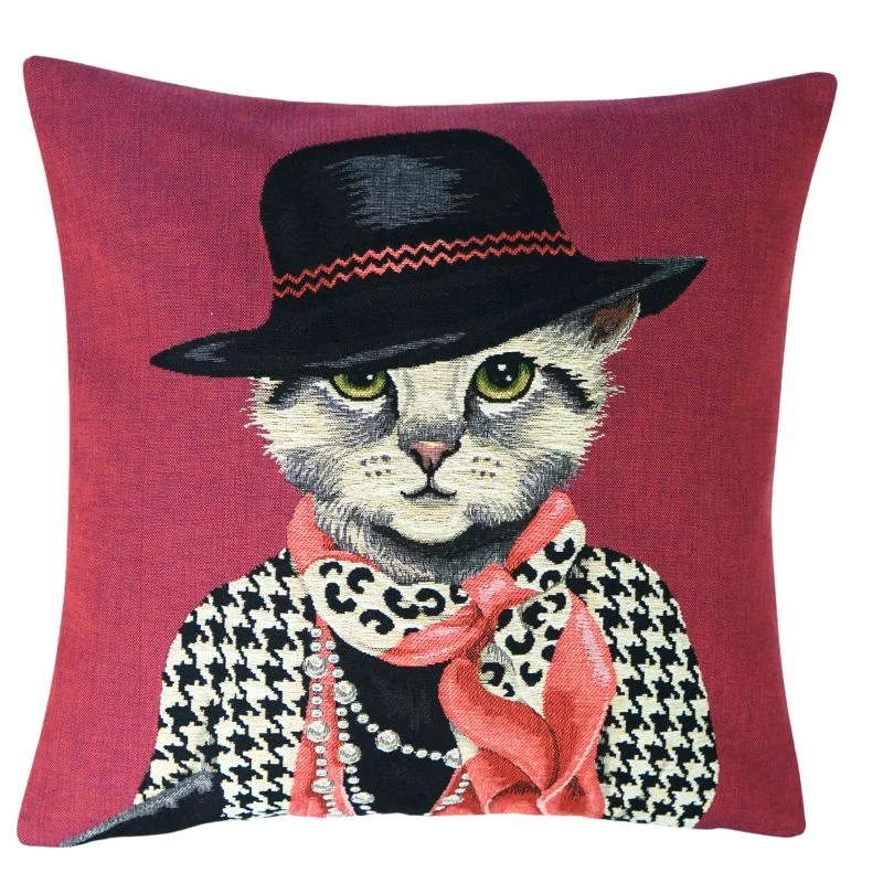 Gobelin Kissen Katze mit Hut