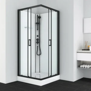 Komplettdusche DENVER BLACK - mit Schnellmontage 90 x 90 x 210 cm