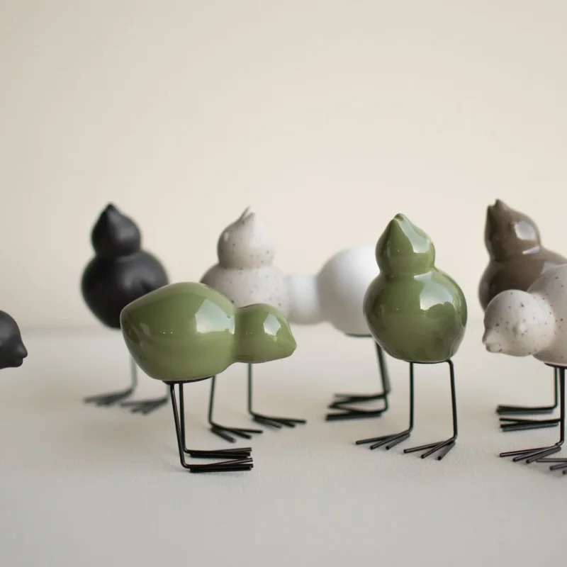 Swedish Birds Dekofiguren 2er Set - shiny grün