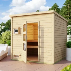 Karibu Gartensauna "Saunahaus Pepe 4" 5 Personen Natur ohne Ofen