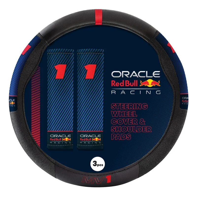 Red Bull Racing, Red Bull Oracle Universelle Lenkradhülle + Gurtpolster - Typ 002 MV1 - Schwarz/Rot/Blau, Blau, Rot, Schwarz