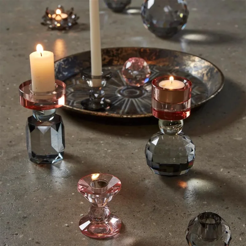 Leuchtturm/Kerzenständer - Glas - Mehrfarben