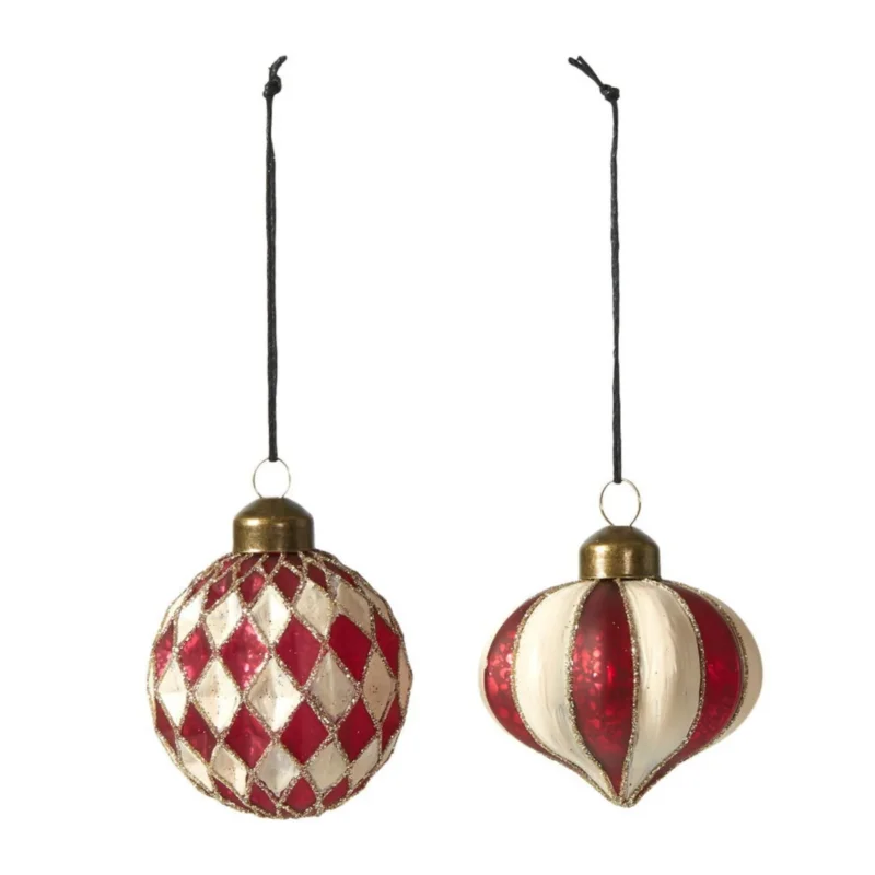 Rot/weiße Weihnachtskugel - 2 Größen - Speedtsberg