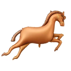 Ballon aluminium Cheval au galop pour fête marron cuivré