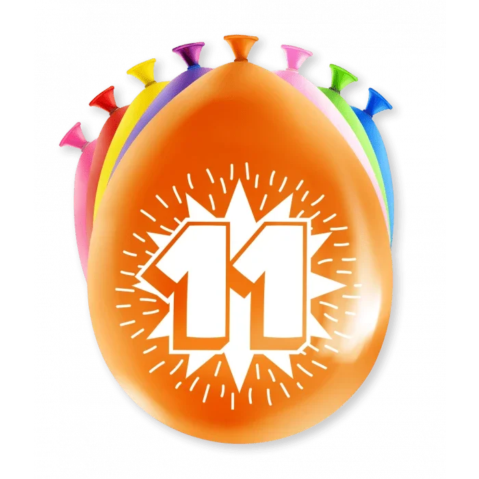 Ballonnen 11 Jaar Meerkleurig 30cm 8st van Paper Dreams koop je bij Partywinkel