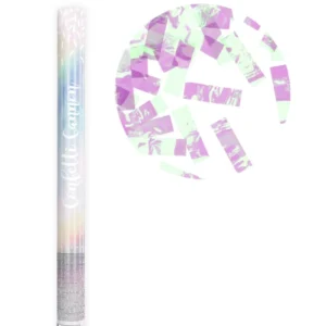 Canon à confettis bandes iridescentes pour fête aux reflets pastel