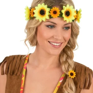 Couronne de fleurs tournesol pour adulte jaune
