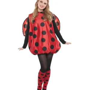 Déguisement coccinelle pour femme rouge à pois noirs avec ailes et serre-tête