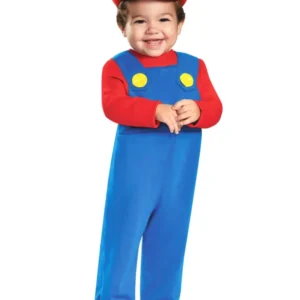 Déguisement Mario pour bébé bleu et rouge avec casquette