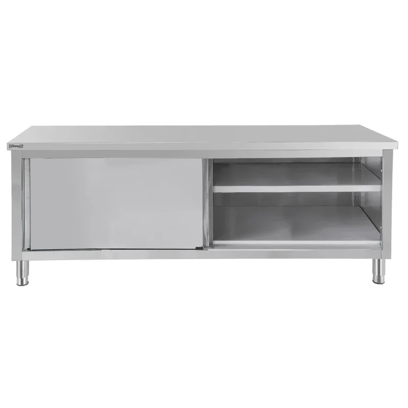 Casselin Edelstahl Arbeitstisch 600 mit Schiebetüren 1.200 mm
