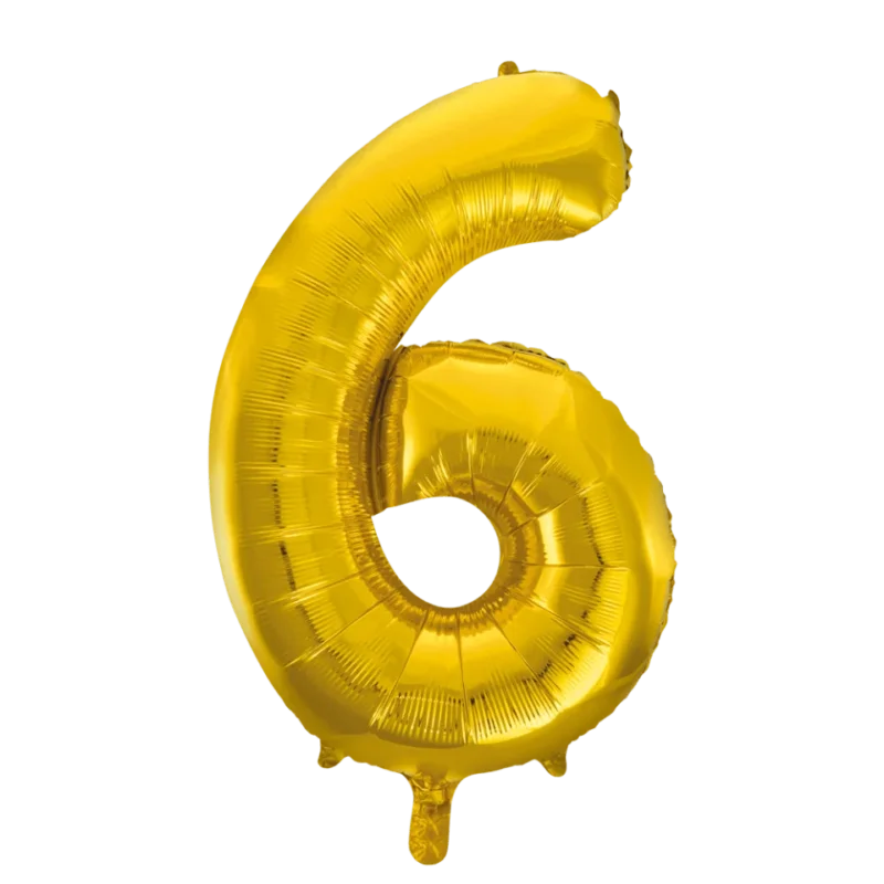 Folie Ballon Cijfer 6 Goud XL 86cm leeg van WeFiesta koop je bij Partywinkel